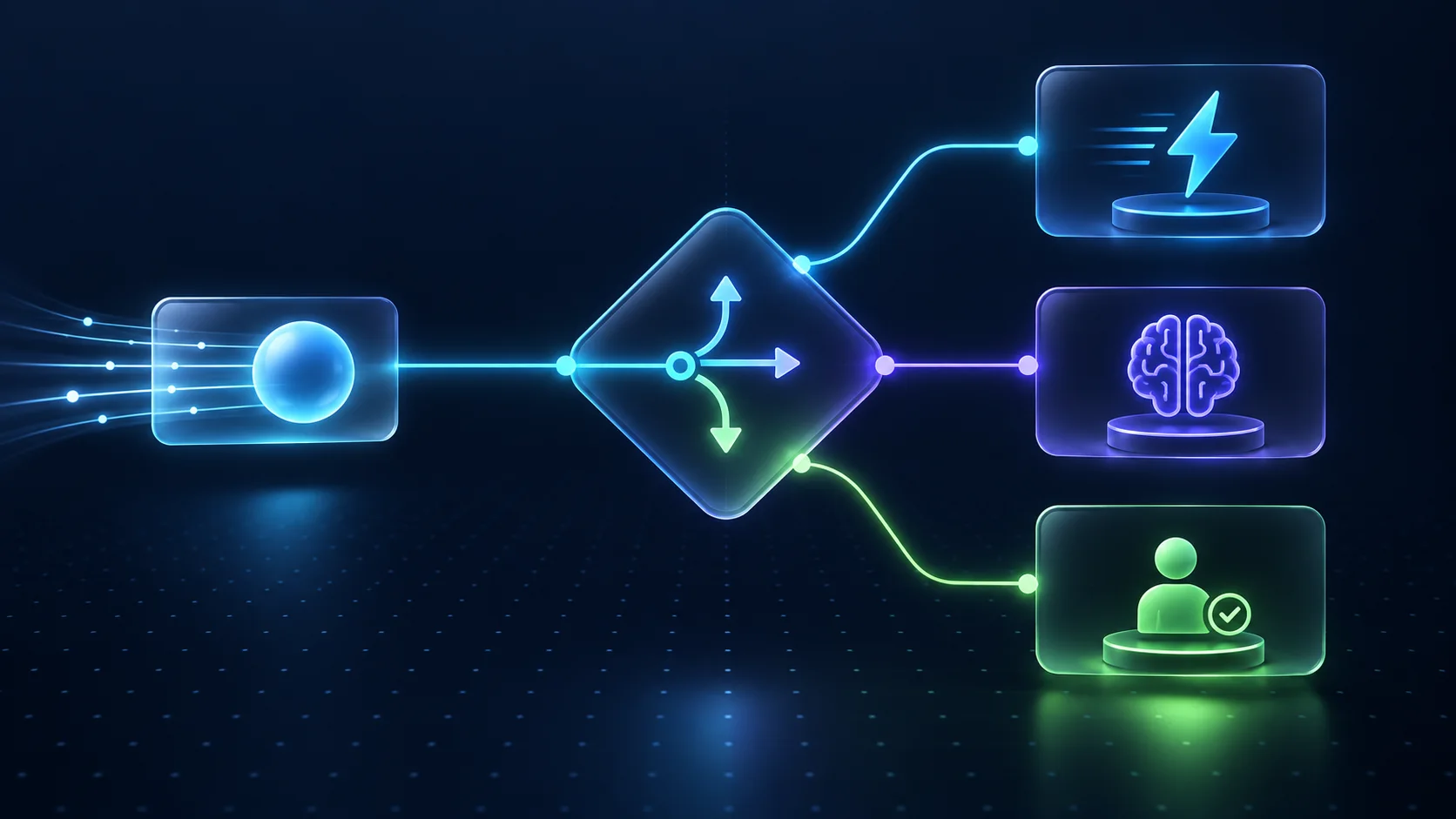 An AI agent architecture separating understanding, decision, and execution